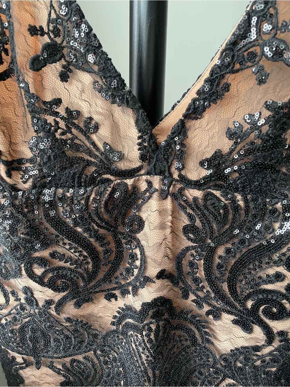 Free People Night Shimmers Mini Dress Black lace overlay Size 10 - Picture 8 of 13